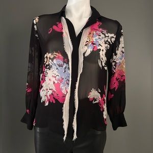 Stunning Ellen Tracy sheer shirt, size petite, medium.